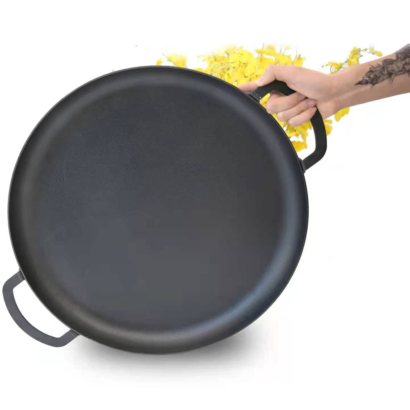 58cm Carbon Steel Camping Grill Pan Paella Pan Fry Pan