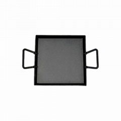 Small Square High Quality Steel Grill Pan with Pre-seasoned Oil Coating