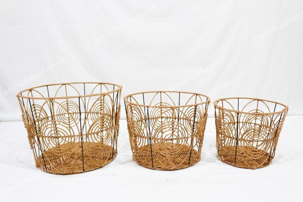 New Design Poly Rattan Storage Basket, Home Furniture-CH3963A-3BR 1