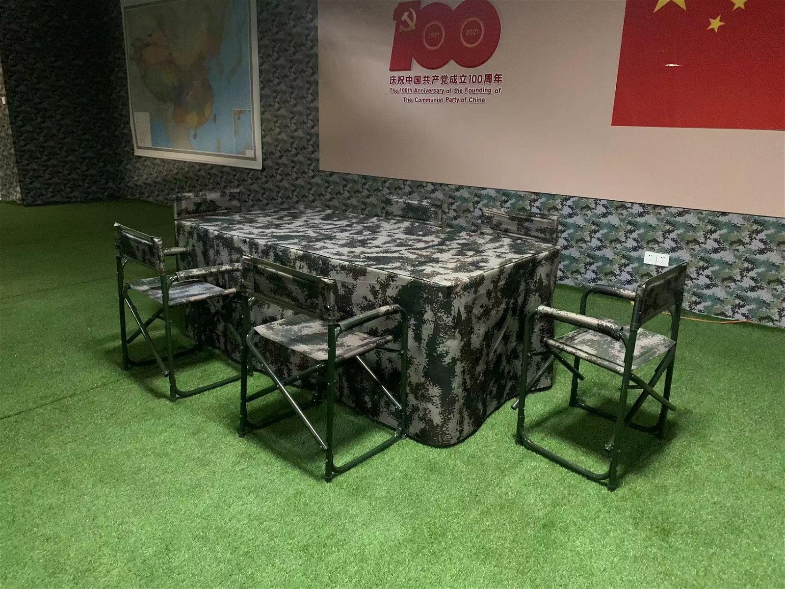 1*2米折叠会议桌椅套装户外便携行军指挥桌 野营休闲野餐桌凳  3