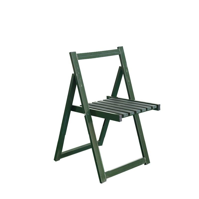 便携折叠椅，军绿钢木椅 2