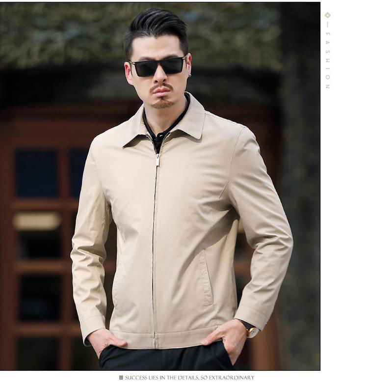 Spring and Autumn Thin Jacket Men's Middle-aged and Older Dad Lapel Loose Top Co 2