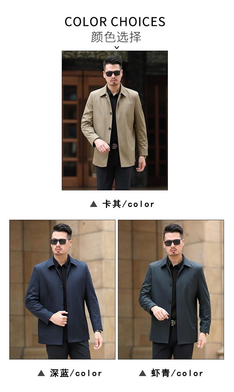 Spring and autumn mid-length windbreaker men's middle-aged and elderly lapel jac 2