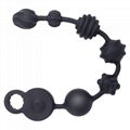 Vibrating 7 Irregular Beads Silicone Anal Plug with Safe Pull Ring 1