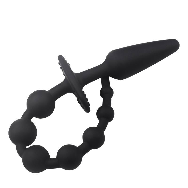 Silicone 7-bead graduated Anal butt plug with safe handle 5
