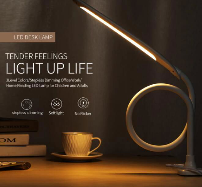 Long Arm Table Lamp LED Flexible Gooseneck Touch Dimming Desk Lamp Clip On Lamp  2