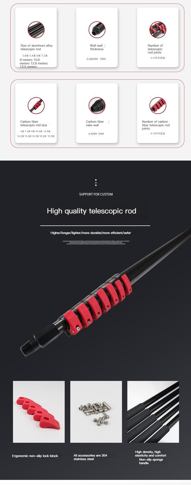 Full carbon fiber telescopic rod brush extended cleaning tool 5