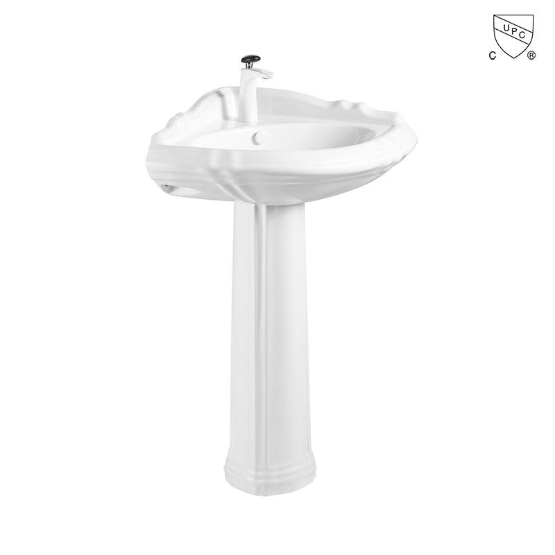 北美CUPC認証浴室衛生間白色優質高溫燒制陶瓷三角立柱盆MB-2060C