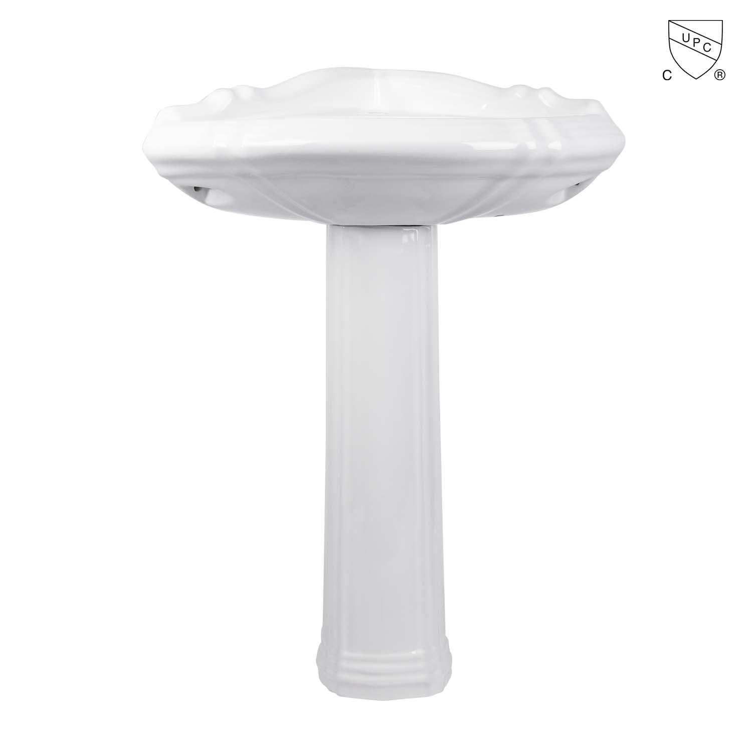 北美CUPC認証浴室衛生間白色優質高溫燒制陶瓷三角立柱盆MB-2060C 2