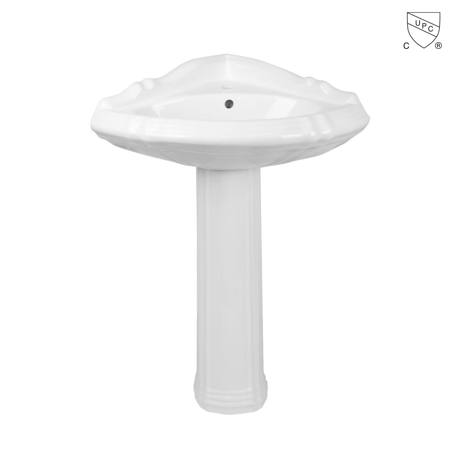 北美CUPC認証浴室衛生間白色優質高溫燒制陶瓷三角立柱盆MB-2060C 3
