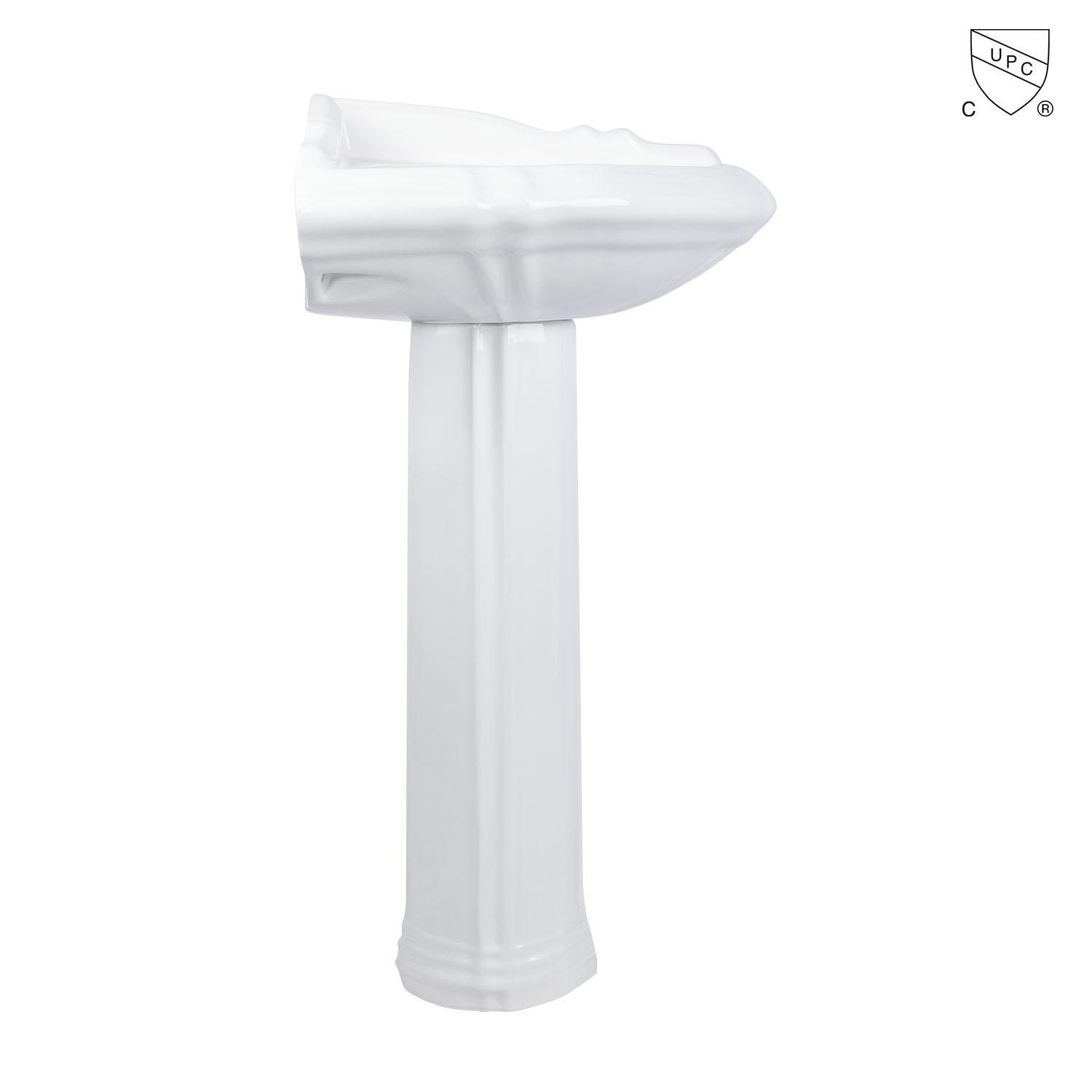 北美CUPC認証浴室衛生間白色優質高溫燒制陶瓷三角立柱盆MB-2060C 4