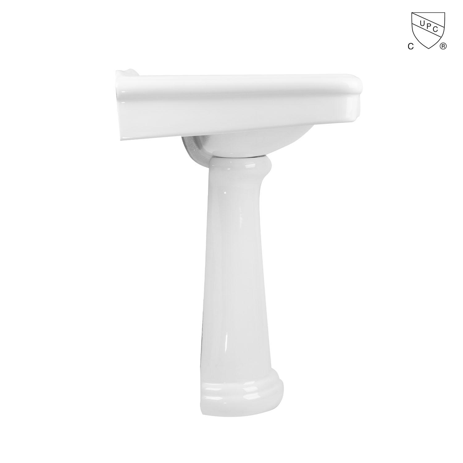 CUPC CSA Vintage white bathroom vitreous china 87cm washbasin pedestal sink 2