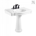 CUPC CSA Vintage white bathroom vitreous china 87cm washbasin pedestal sink 1