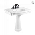 CUPC CSA Vintage white bathroom vitreous china 87cm washbasin pedestal sink