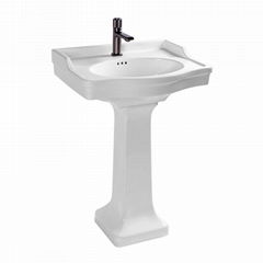 Modern 24 inch 62 cm bathroom freestanding rectangle ceramic pedestal sink