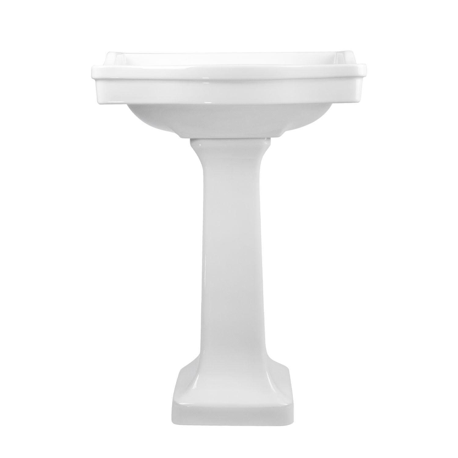 Modern 24 inch 62 cm bathroom freestanding rectangle ceramic pedestal sink 2