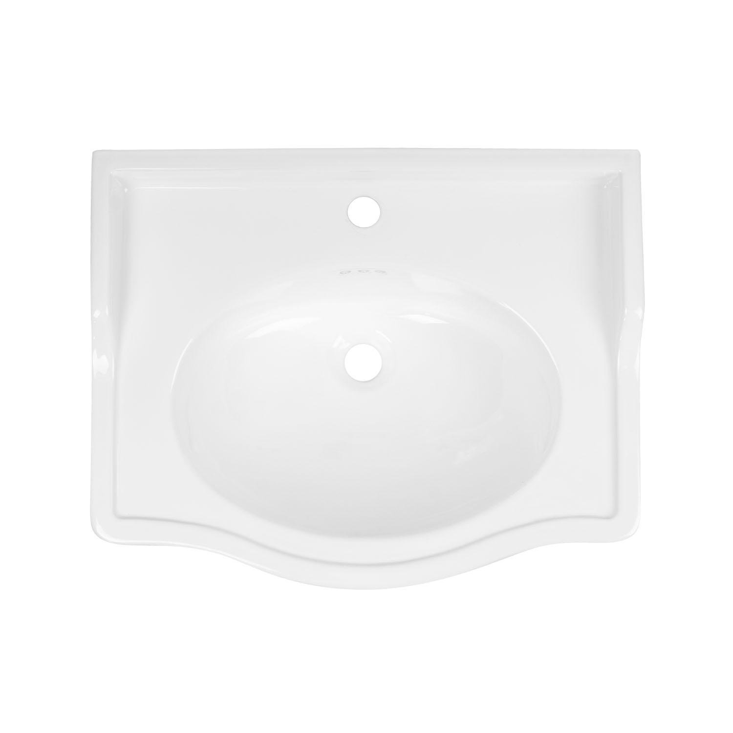 Modern 24 inch 62 cm bathroom freestanding rectangle ceramic pedestal sink 4