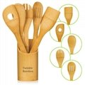 Bamboo utensils with holder,bamboo cooking tool