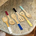 Bamboo utensils with color handle,bamboo