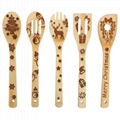 Bamboo utensil set burned bamboo wooden spoons engraved