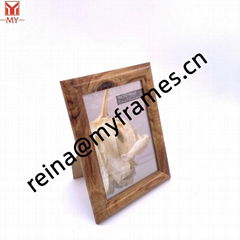 PS Plastic Curved Line Photo Frame Brown Wood Pattern Frame 