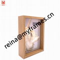 Wood Grain finish Double sided glass photo square picture frame  1