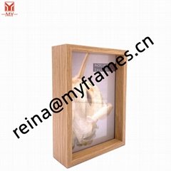Wood Grain finish Double sided glass photo square picture frame 