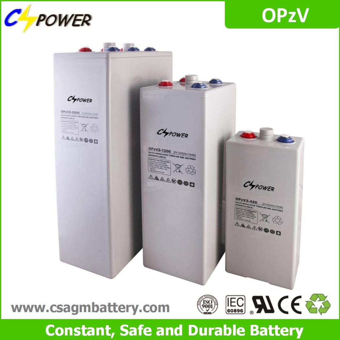 Cspower Deep-Cycle-Tubular-Gel Solar Batteries 2volt 3000ah Opzv Battery/Opzv2-3