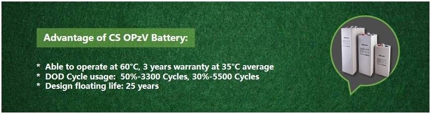 Cspower Deep-Cycle-Tubular-Gel Solar Batteries 2volt 3000ah Opzv Battery/Opzv2-3 3