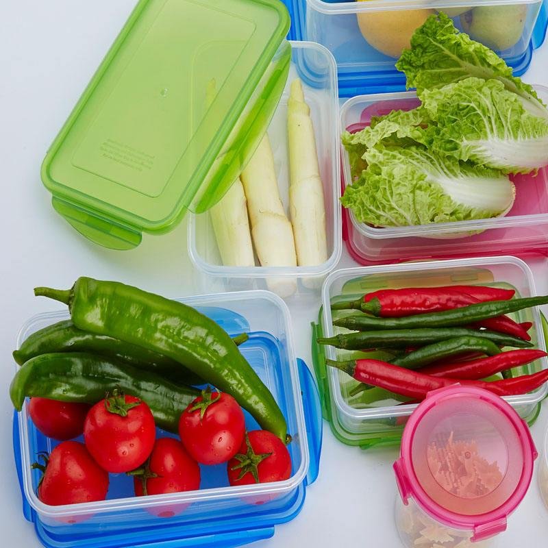 矩形透明塑料保鮮盒用於蔬菜水果肉食海鮮冰箱保鮮微波爐加熱 4