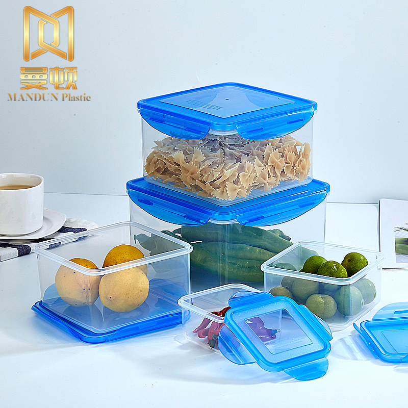 正方形透明塑料保鮮盒用於蔬菜水果麵條海鮮冰箱保鮮微波爐加熱 2