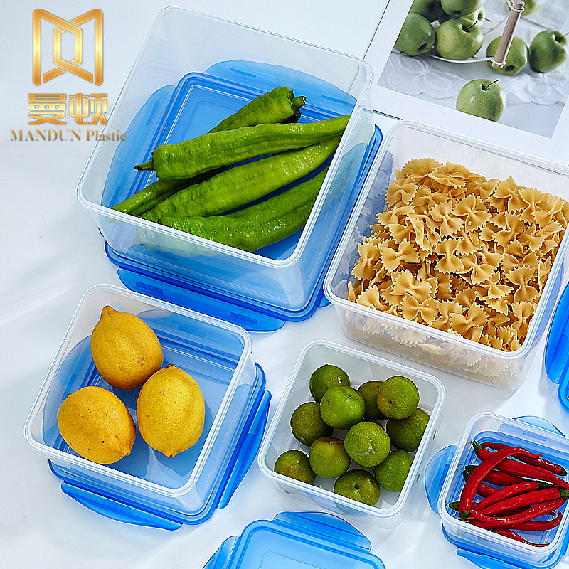正方形透明塑料保鮮盒用於蔬菜水果麵條海鮮冰箱保鮮微波爐加熱 5