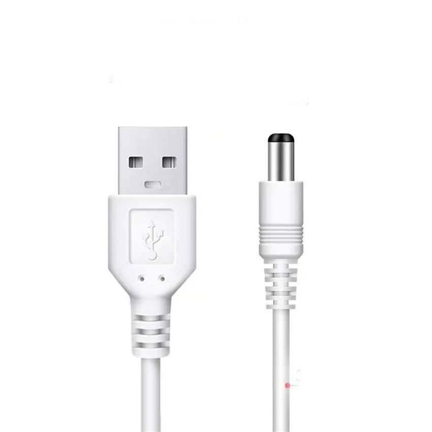  USB White Cord Computer Heatsink Charging Cable Power Cord DC5.5*2.1 4