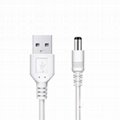  USB White Cord Computer Heatsink Charging Cable Power Cord DC5.5*2.1 4