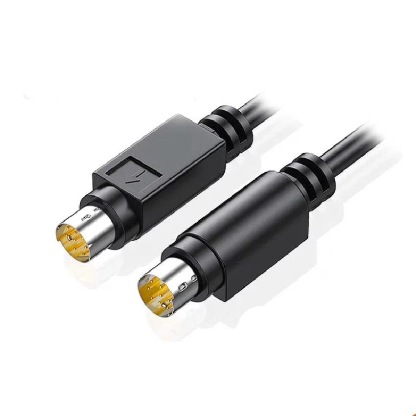 全銅黑色PLC線MD8芯連接線8芯公對母公對公數據線8針圓頭通信
