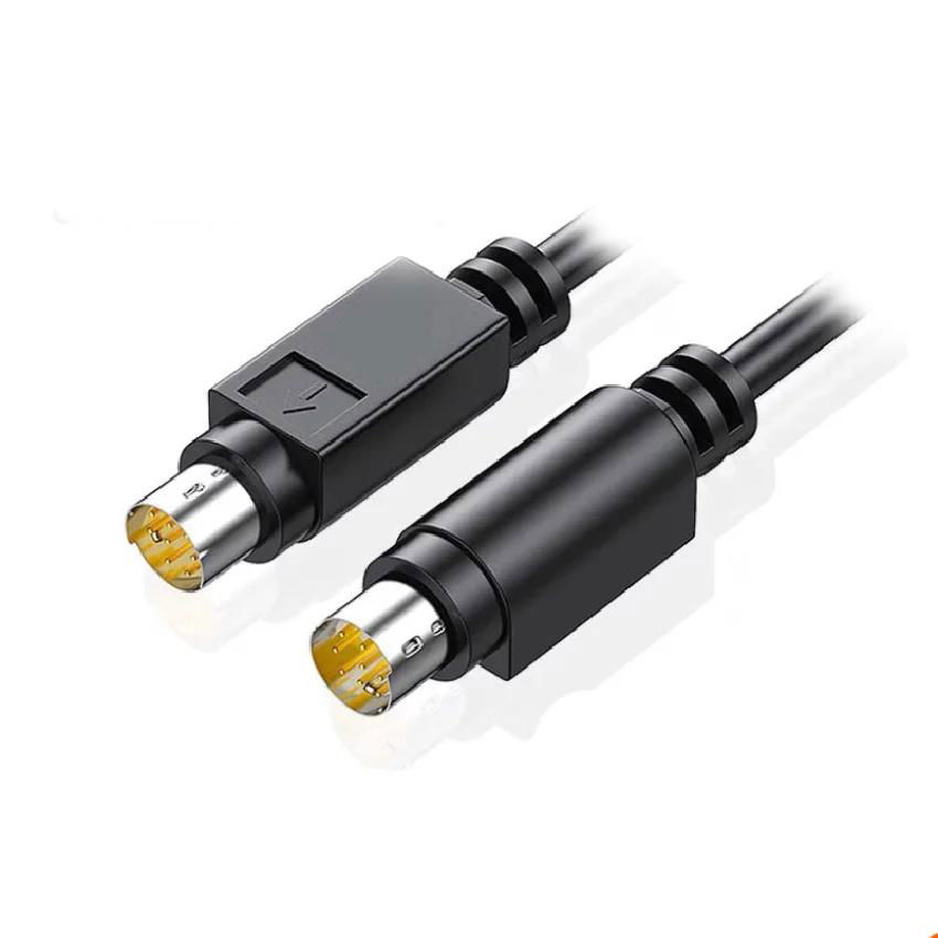 全铜黑色PLC线MD8芯连接线8芯公对母公对公数据线8针圆头通信