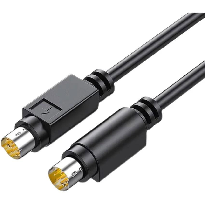 全銅黑色PLC線MD8芯連接線8芯公對母公對公數據線8針圓頭通信 2