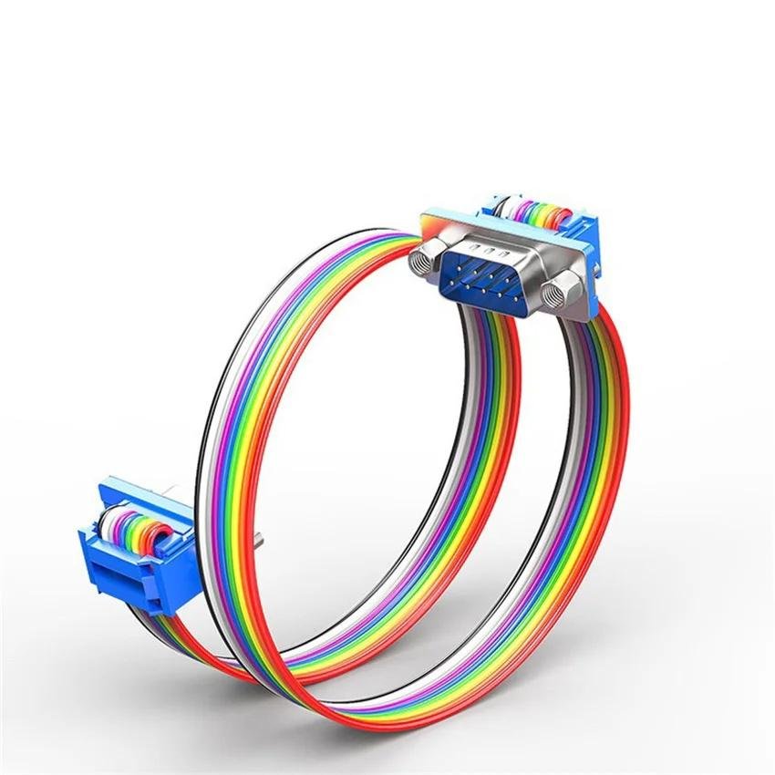 Przewód portu szeregowego DB9 z czystej miedzi, kabel płaski koloru, wtyczka DB9