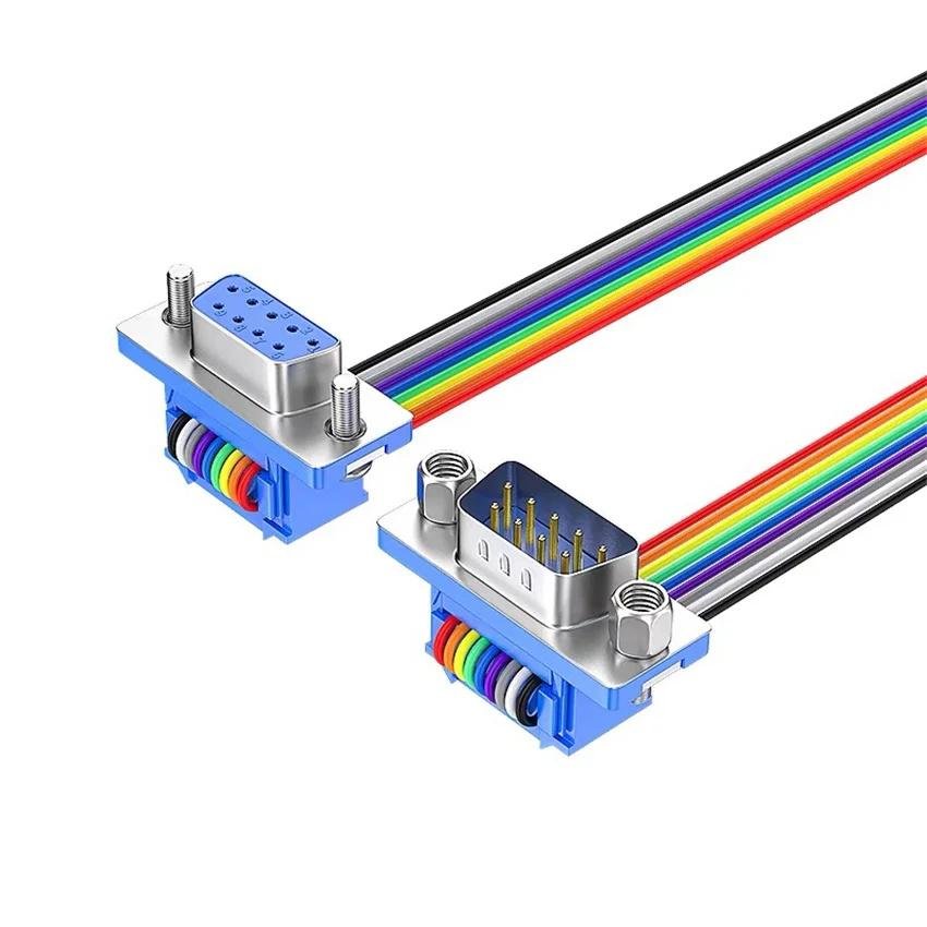 Przewód portu szeregowego DB9 z czystej miedzi, kabel płaski koloru, wtyczka DB9 4