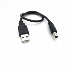 Black pure copper USB power cord, USB to DC5521 charging cable