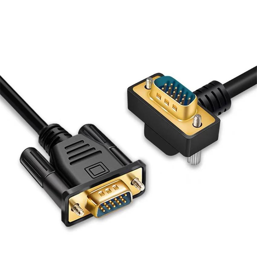 黑色 VGA 电缆电脑显示器弯头 VGA 接口电缆直角电缆显示器连接 2