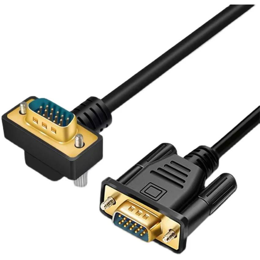 黑色 VGA 电缆电脑显示器弯头 VGA 接口电缆直角电缆显示器连接 5
