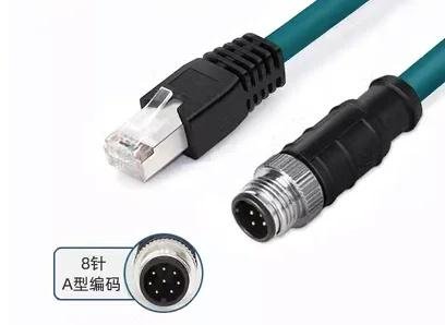 M12 to RJ45 Ethernet cable, 4-core, 8-core ADX encoding sensing cable 5