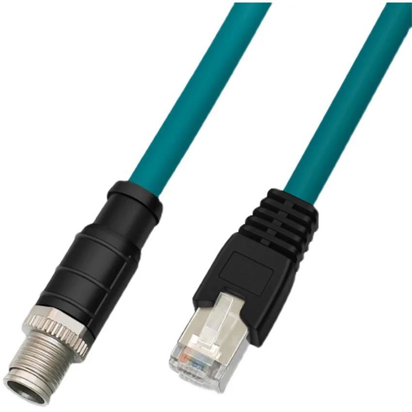 M12 to RJ45 Ethernet cable, 4-core, 8-core ADX encoding sensing cable