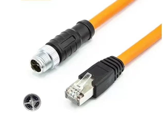 M12 to RJ45 Ethernet cable, 10MW high flexible drag chain, 4-core, 8-core 5