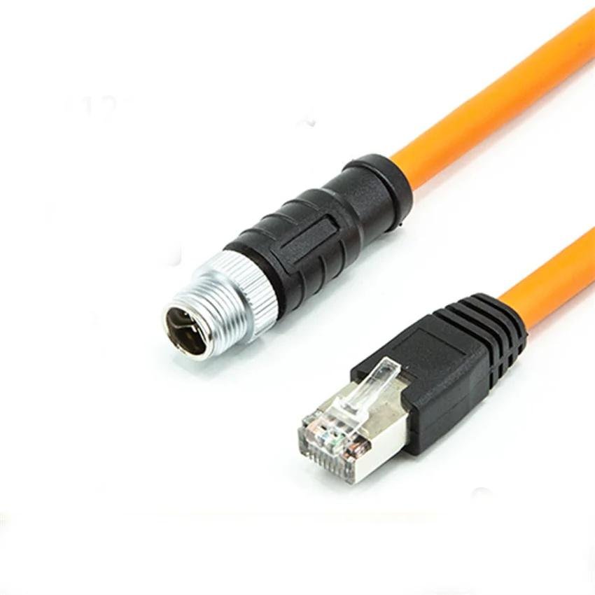 M12 to RJ45 Ethernet cable, 10MW high flexible drag chain, 4-core, 8-core