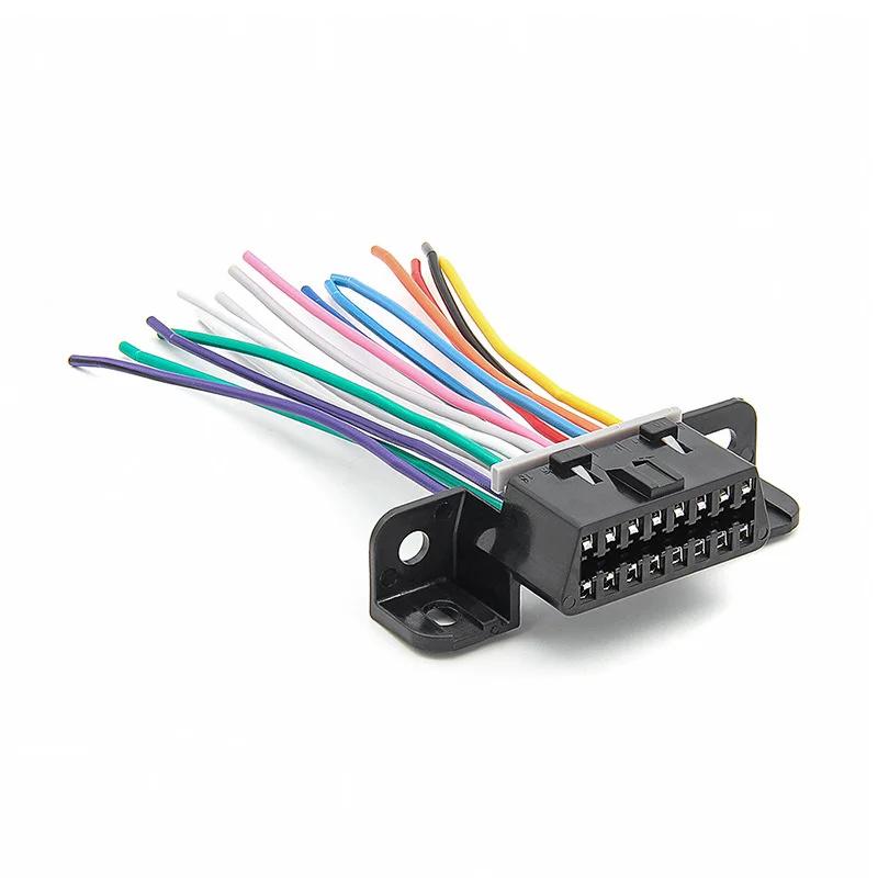 30cm 1/2 OBD轎廂延長電纜16PIN彎頭1拖2全芯/針式全線OBD 2轉換電纜 3