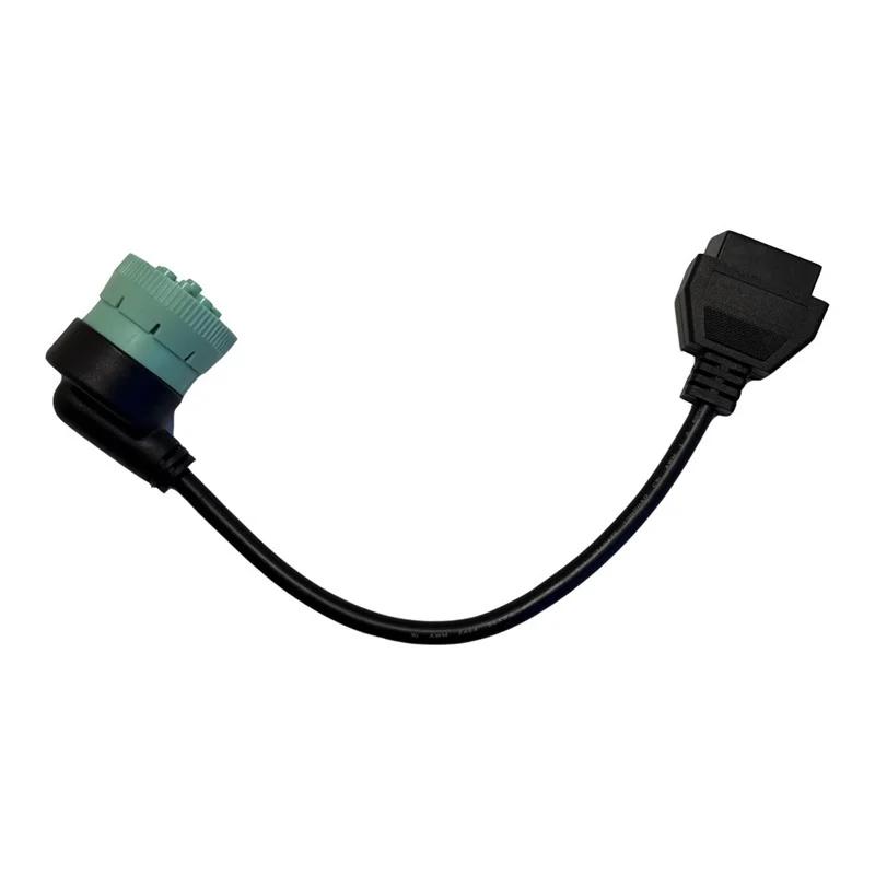 卡车电缆OBD1至OBD2德驰9PIN内螺纹绿色弯头内螺纹至16Pin