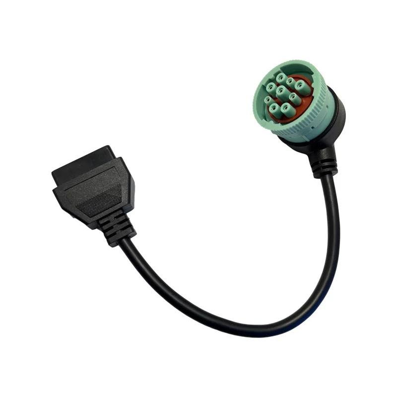 Truck Cable OBD1 to OBD2 Dechi 9PIN female green elbow female to 16Pin 5