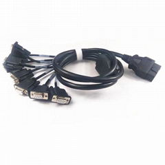 OBD2 male plug to 8 DB9 female interface onboard diagnostic adapter cable